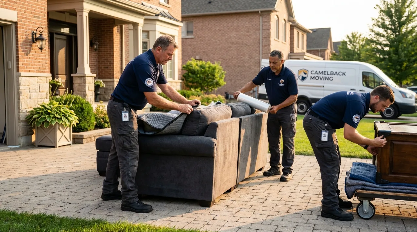 Large estate moving crew wrapping furniture in Fitzwilliam, NH